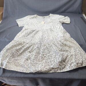 A New Day Size Medium Dress Tiered Leopard Print Cream New With Tags
